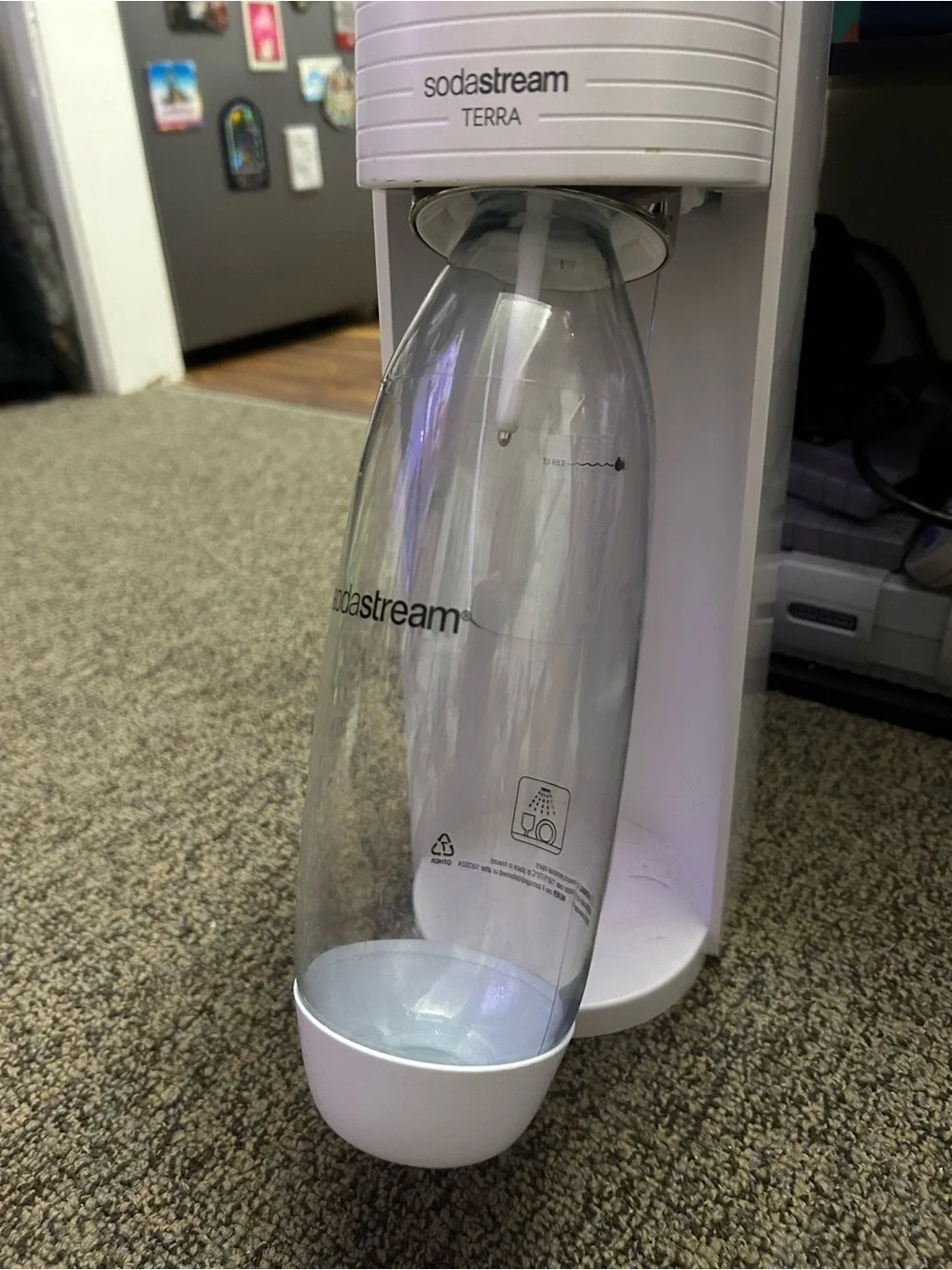 SodaStream Terra White Home Carbonator with Clear Reusable Bottle